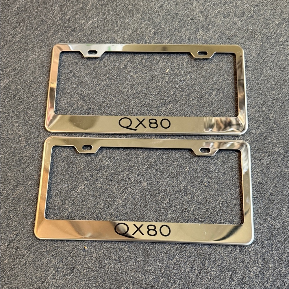Infiniti QX80 Chrome Silver License Plate Frame Set
